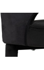Chaise de bar "Siara" design en velours noir avec pieds dorés