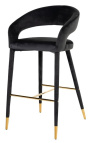 Σχέδιο καρέκλα μπαρ "Siara" σε μαύρο βελούδο με χρυσά πόδια