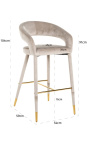 Cadira de bar de disseny "Siara" de vellut beix amb potes daurades