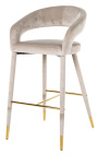 Дизайнерски бар стол "Siara" в бежово кадифе със златисти крака