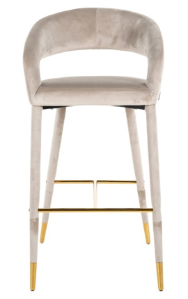 Chaise de bar &quot;Siara&quot; design en velours beige avec pieds dorés