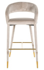 Designdesign "Siara" bar stol i beige fløjl med gyldne ben