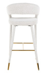 Bar stoel "Siara" ontwerp in wit bouclé weefsel met gouden benen