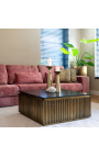 Quadratischer Couchtisch HERMIA mit schwarzer Marmorplatte und goldenem Messing