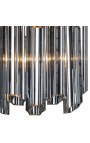"Lesavi" wandlamp in gerookt glas en metaal geïnspireerd door Art Deco