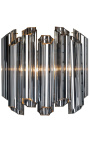 "Lesavi" wall lamp in smoked glass and metal inspired by Art Deco