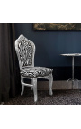 Baroque rococo style chair zebra fabric and silver wood