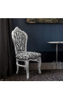 Chaise de style Baroque Rococo tissu zèbre et bois argenté
