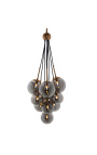 Design chandelier "Liber A" with 9 smoked glass globes