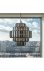 Large "Lesavi" chandelier in smoked glass and metal inspired by Art-Deco