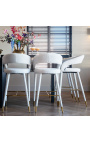 Bar stol "Siara" design i hvit buklet med gylne bein