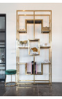 "Maya" shelf in gold stainless steel and glass shelves - 2