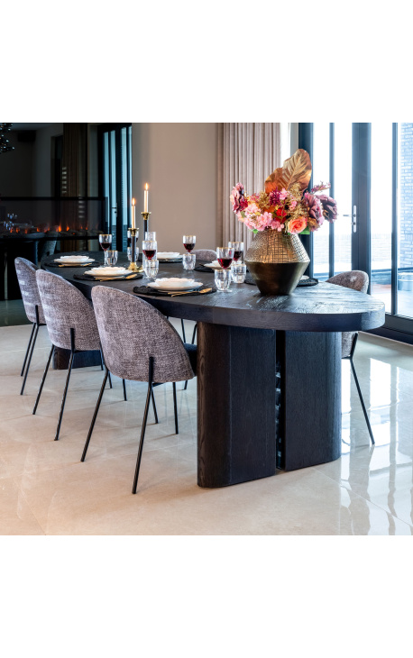 Tavolo da pranzo ovale da 330 cm in rovere nero riciclato