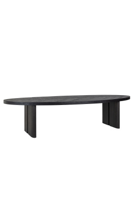 330 cm oval dining table in recycled black oak