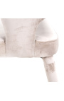 Cadeira alta design "Siara" em veludo bege com pernas douradas