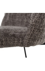 Chaise de repas "Alia" design en velours gris avec pieds noirs