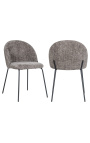 Cadira de menjador disseny "Alia" de vellut gris amb potes negres