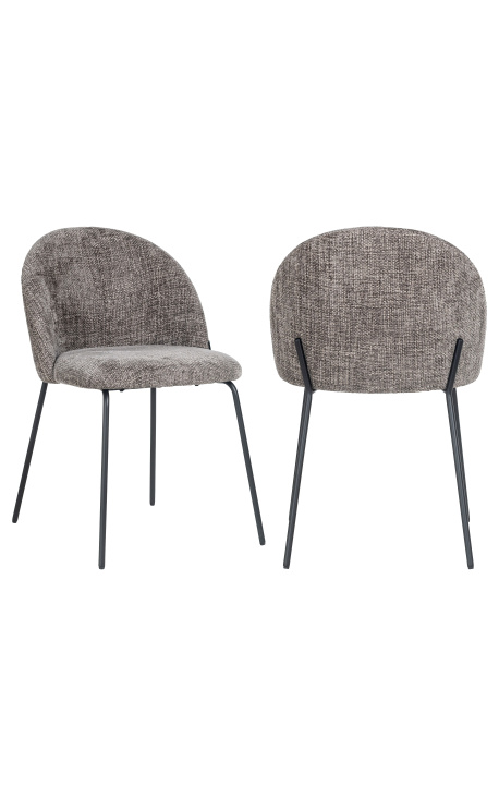 Dining chair "Alia" design in gray velvet with black legs