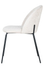 Cadeira de jantar de design "Alia" em tecido bouclé branco com pernas pretas