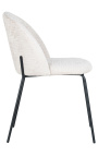 Chaise de repas "Alia" design tissu blanc bouclé avec pieds noirs