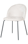 Cadeira de jantar de design "Alia" em tecido bouclé branco com pernas pretas