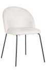 Mâncare scaun "Alia" design în velvet alb curly cu picioare negre