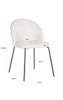 Dining chair "Alia" design in curly white velvet with black legs