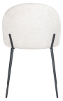 Chaise de repas "Alia" design tissu blanc bouclé avec pieds noirs