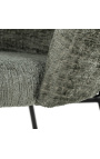 Chaise de repas "Alia" design en velours thym avec pieds noirs