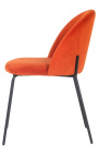 Dining chair "Alia" design in saffron velvet with black legs