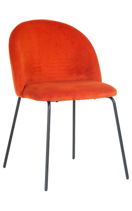 Dining chair &quot;Alia&quot; design in saffron velvet with black legs