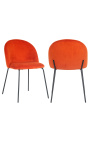 Cadeira de jantar "Alia" design em veludo açafrão com pernas pretas