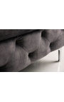 Divano 3 posti Art Déco Chesterfield design "Rhea" in velluto grigio