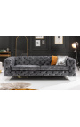 3-sitzbank "Rhea" sofa designArt Deco in grau Samt