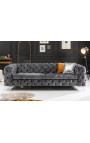 Canapé 3 places "Rhea" design Art Deco Chesterfield en velours gris