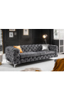 3 plazas Diseño de sofá Rhea Art Deco en terciopelo gris