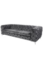 Canapé 3 places "Rhea" design Art Deco Chesterfield en velours gris