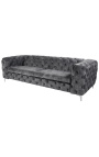 3-местный диван в стиле ар-деко Chesterfield "Rhea" из серого бархата