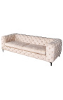 Art Deco Chesterfield design "Rhea" 3-seater sofa in champagne velvet