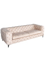 Art Deco Chesterfield ontwerp "Rhea" 3-zetel sofa in champagne velvet