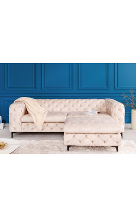 Art Deco Chesterfield design &quot;Rhea&quot; 3-seater sofa in champagne velvet