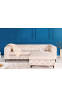 Art Deco Chesterfield ontwerp "Rhea" 3-zetel sofa in champagne velvet