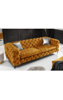 Canapé 3 places "Rhea" design Art Deco Chesterfield en velours moutarde