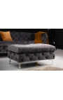 Banco "Rhea" Art Deco Chesterfield design em veludo cinza