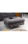 Banco "Rhea" Art Deco Chesterfield design em veludo cinza