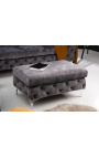 Bench Rhea Arte Deco Diseño de Chesterfield en terciopelo gris