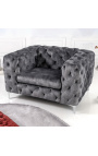 Butaca "Rhea" disseny Art Déco Chesterfield en vellut gris