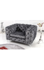 Butaca "Rhea" disseny Art Déco Chesterfield en vellut gris