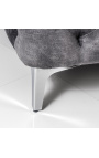 Poltrona "Rhea" design Art Déco Chesterfield in velluto grigio