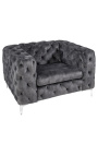 Butaca "Rhea" disseny Art Déco Chesterfield en vellut gris